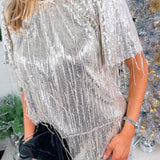 Disco Fever Silver Sequin Fringe Top THML