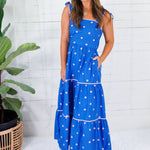 Dixie Royal + Pink Polka Dot Maxi Dress