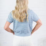 Dixon Blue + Ivory + Green Trim Cardigan All Row