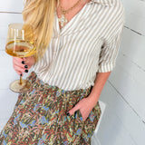 Donna Ivory + Taupe Button Top KUT