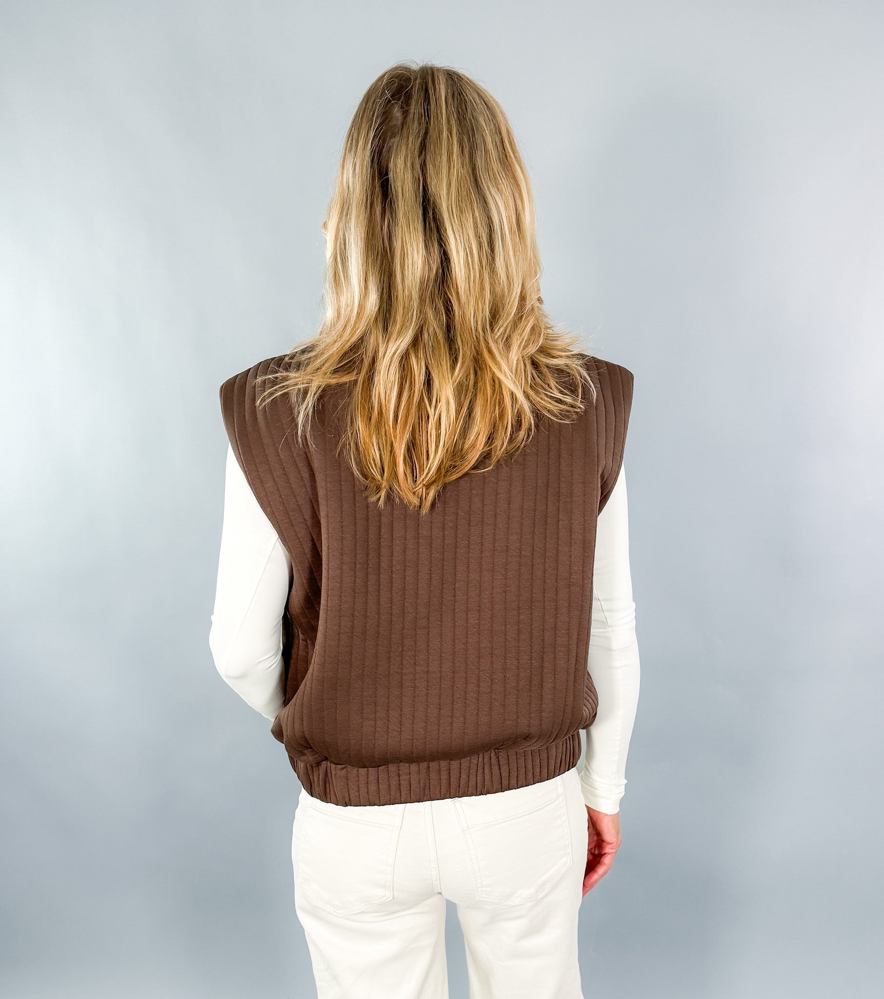 Donovan Chocolate Stripe Textured Vest THML