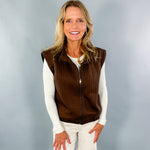 Donovan Chocolate Stripe Textured Vest THML