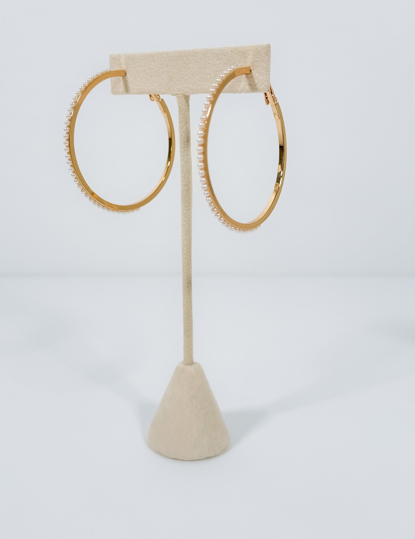 Dotted Pearl + Gold Hoop Earrings