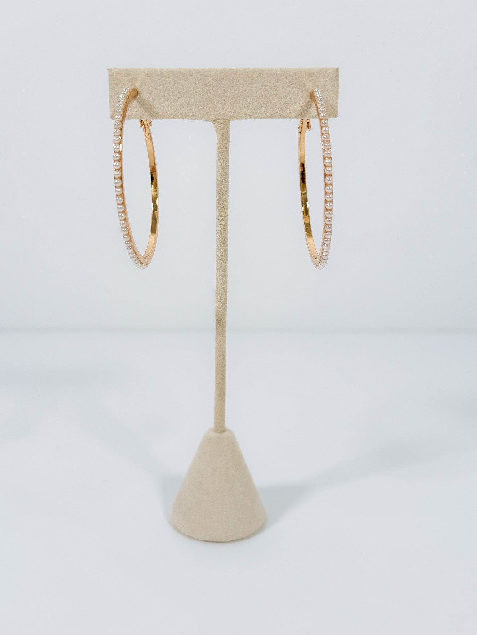 Dotted Pearl + Gold Hoop Earrings