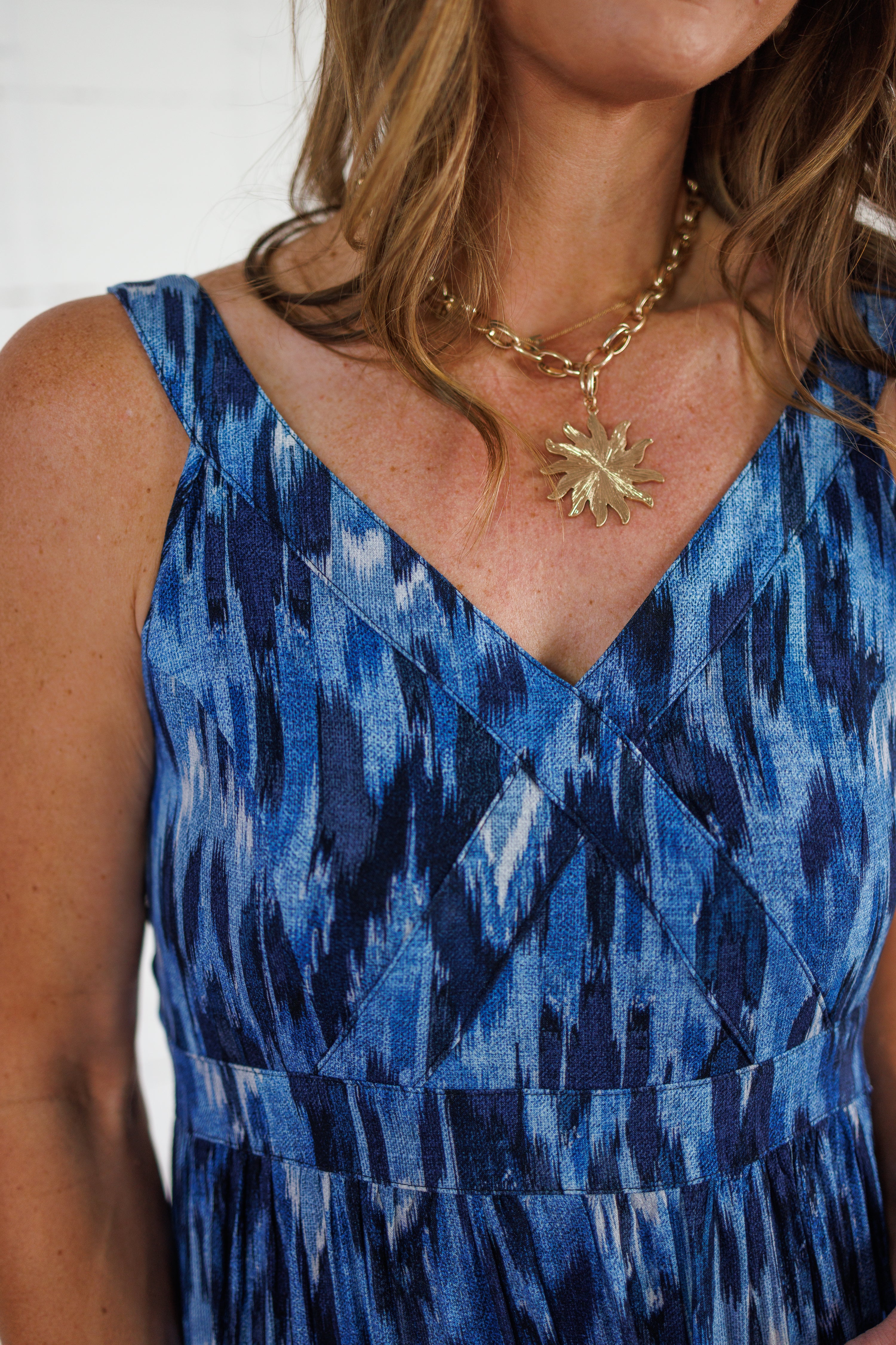 Douglass Indigo Ikat Maxi Dress Molly Bracken