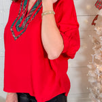 Douglass Red + Plaid Placket Top Entro