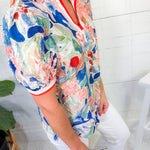 Dover Blue Mix Banded Top Umgee