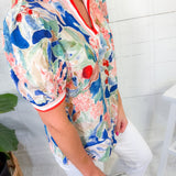 Dover Blue Mix Banded Top Umgee