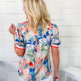 Dover Blue Mix Banded Top Umgee