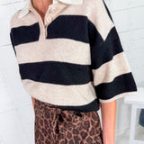 Driscoll Cashmere Short Sleeve Striped Sweater THML