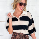 Driscoll Cashmere Short Sleeve Striped Sweater THML