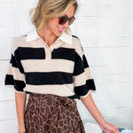 Driscoll Cashmere Short Sleeve Striped Sweater THML