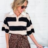 Driscoll Cashmere Short Sleeve Striped Sweater THML