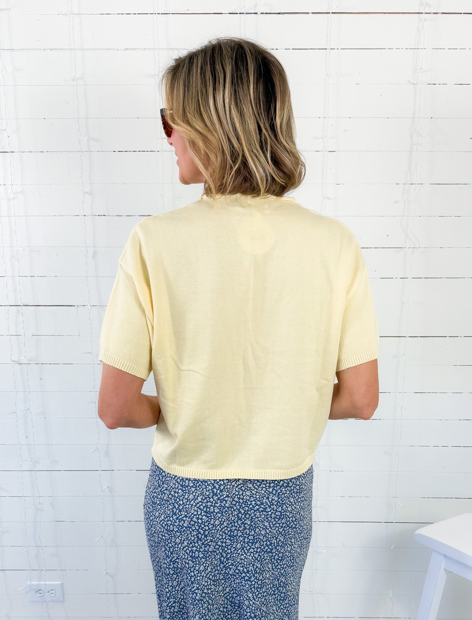 Dudley Butter Yellow Flat Knit SS Cardigan Things Between