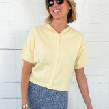 Dudley Butter Yellow Flat Knit SS Cardigan Things Between