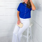 Dudley Cobalt Blue Flat Knit SS Cardigan Things Between