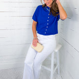 Dudley Cobalt Blue Flat Knit SS Cardigan Things Between