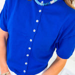 Dudley Cobalt Blue Flat Knit SS Cardigan Things Between