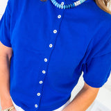 Dudley Cobalt Blue Flat Knit SS Cardigan Things Between