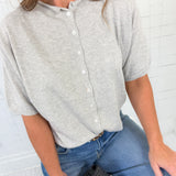 Dudley Heather Grey Flat Knit SS Cardigan Things Between