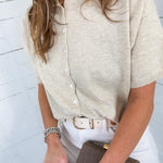 Dudley Oatmeal Flat Knit SS Cardigan Things Between