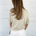 Dudley Oatmeal Flat Knit SS Cardigan Things Between