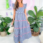 Dunmore Navy Hello Hexagon Maxi Dress Printfresh