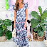 Dunmore Navy Hello Hexagon Maxi Dress Printfresh