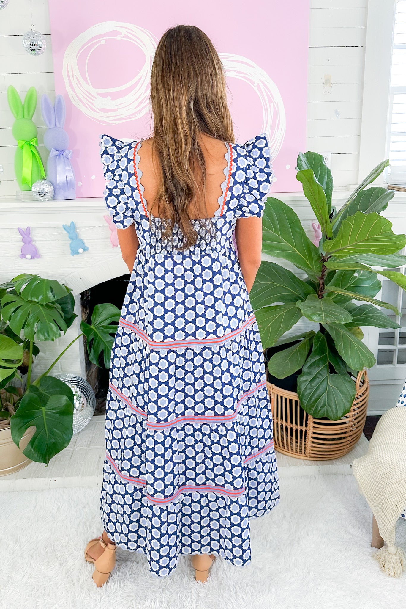 Dunmore Navy Hello Hexagon Maxi Dress Printfresh