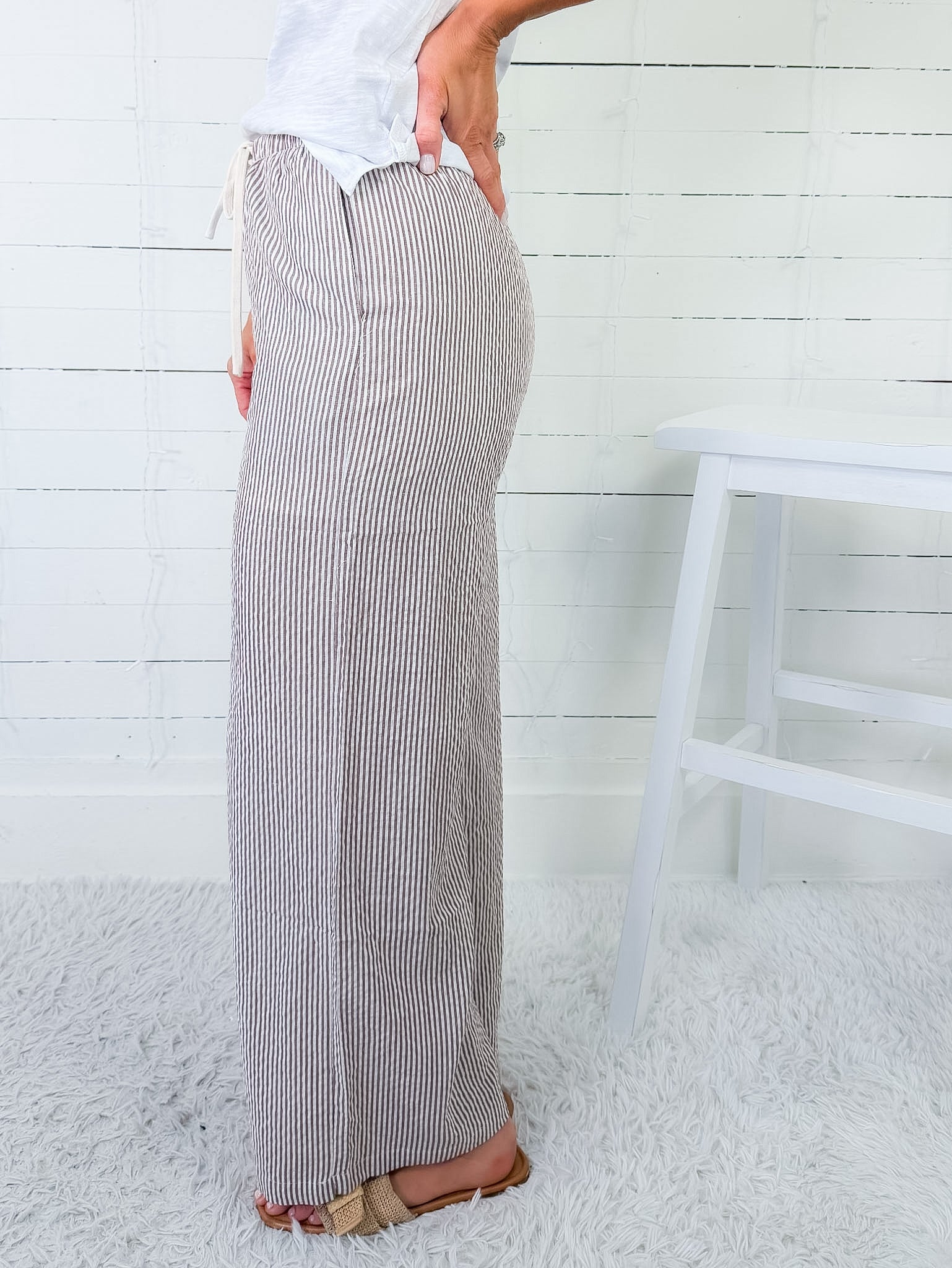 Durham Cocoa Pinstripe Drawstring Pants 