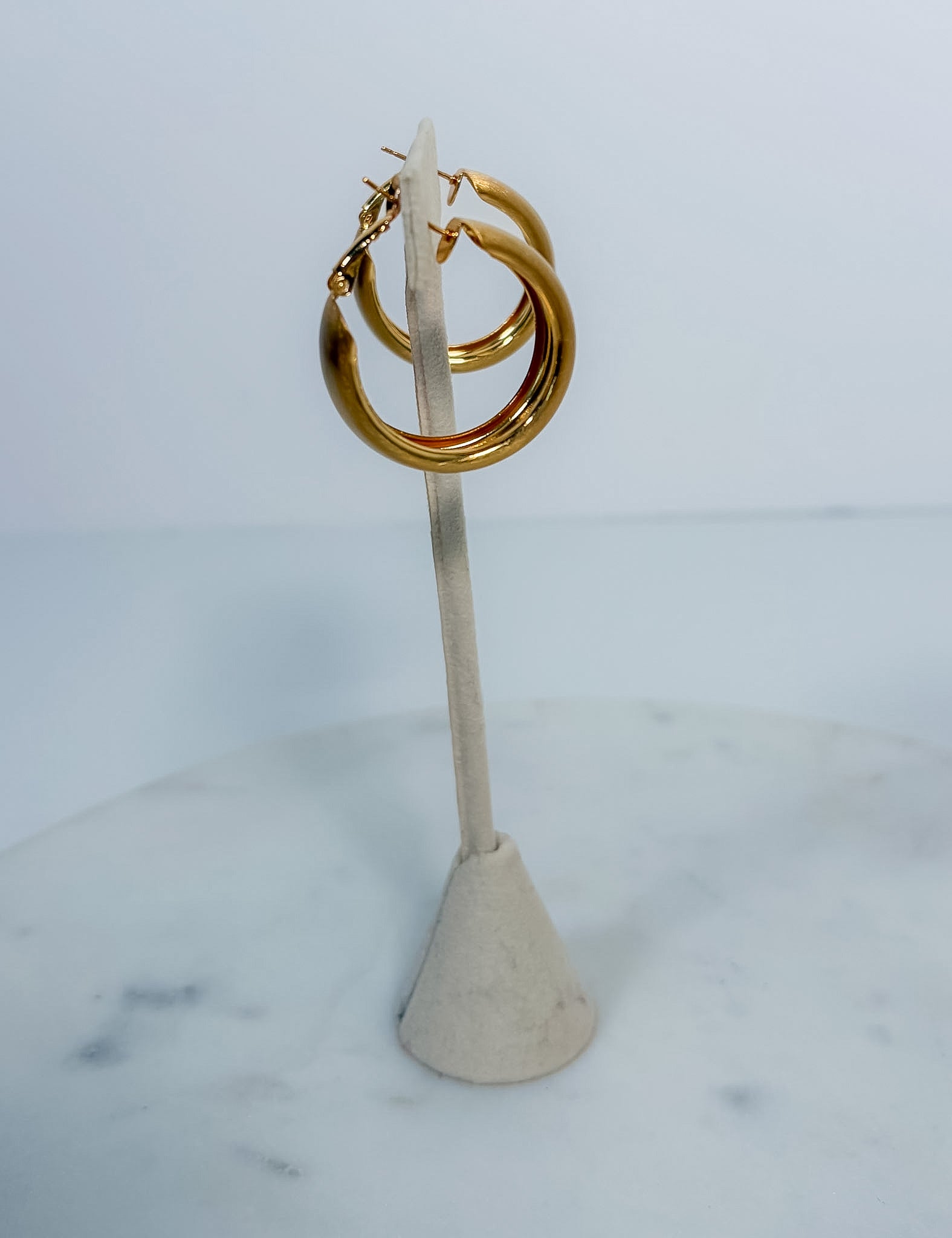 Dyess Brushed Gold Hoops 