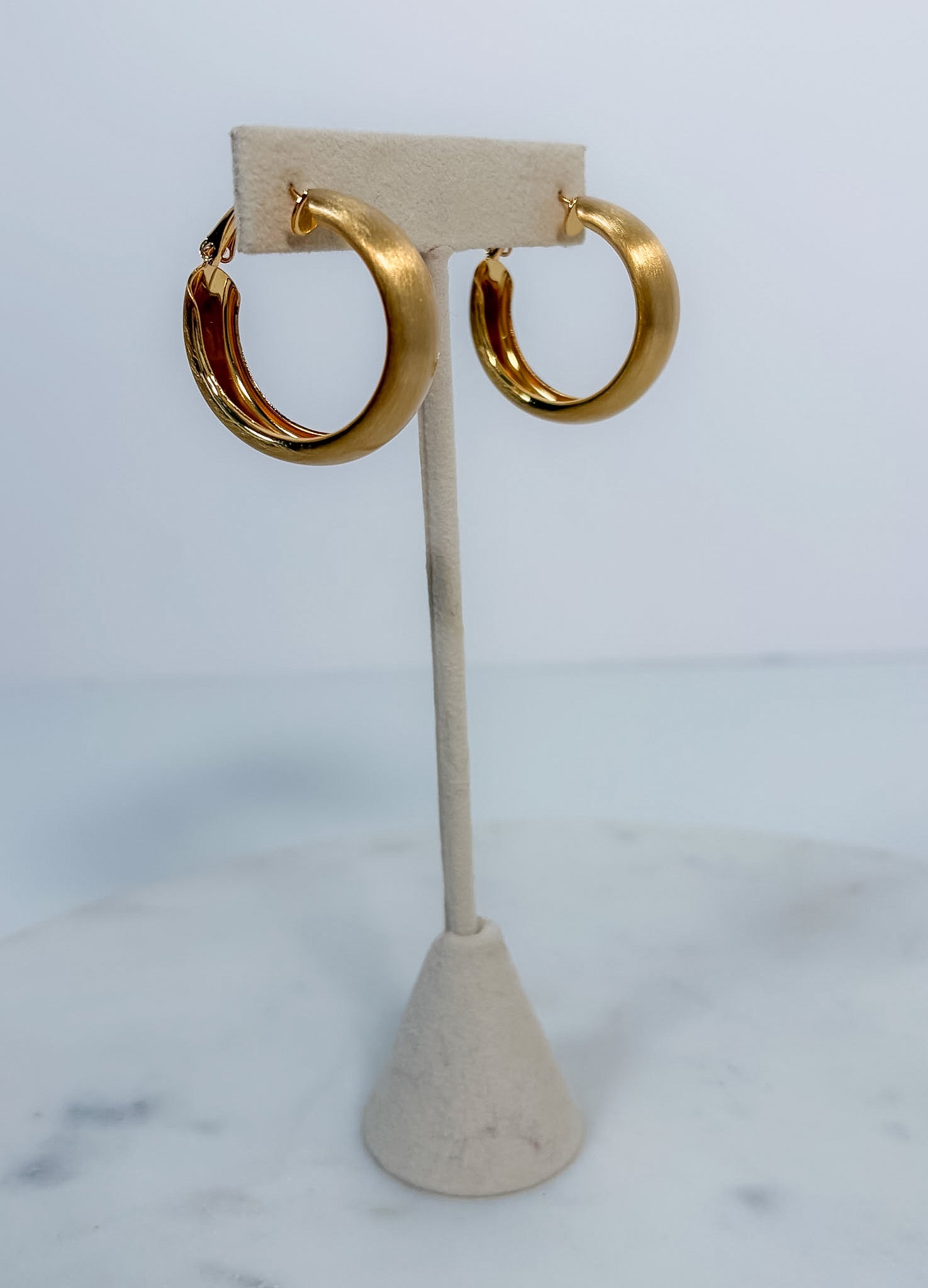 Dyess Brushed Gold Hoops 