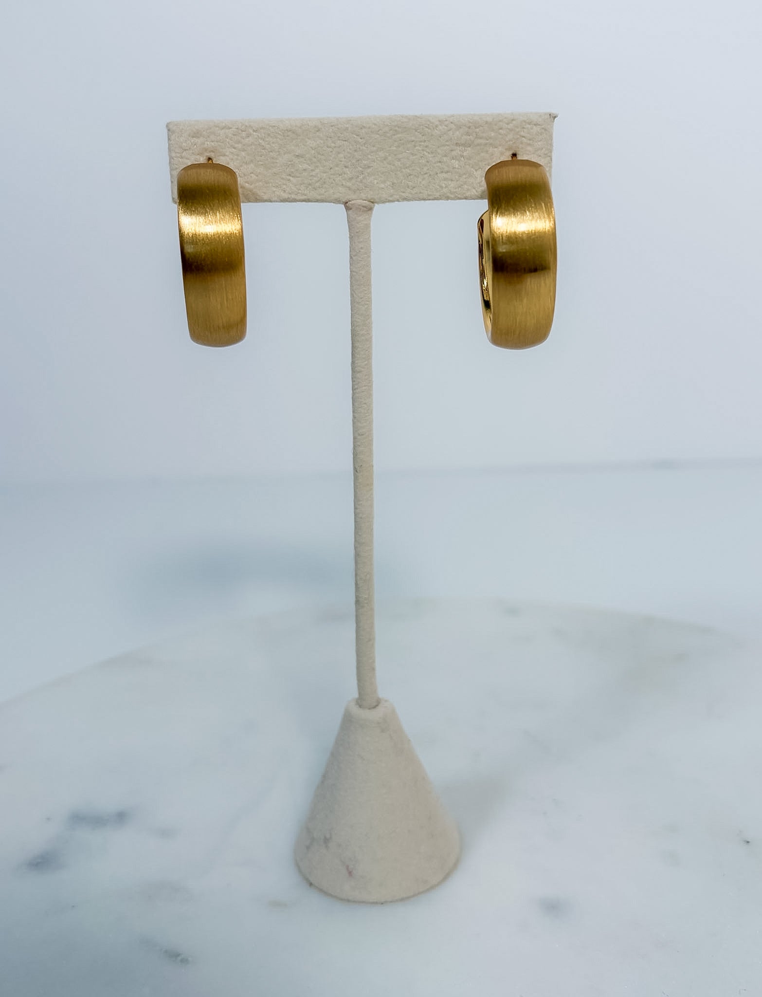 Dyess Brushed Gold Hoops 