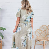 Tobie Olive Floral Eyelet Belted Dress