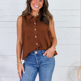 Tori Cocoa Bean Pleated Top