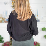 Echols Black V-Neck Banded Detail Sweater