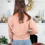 Echols Camel V-Neck Banded Detail Sweater