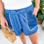 Echols Denim Effect Drawstring Shorts Ceibon