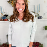 Echols Powder Blue  V-Neck Banded Detail Sweater