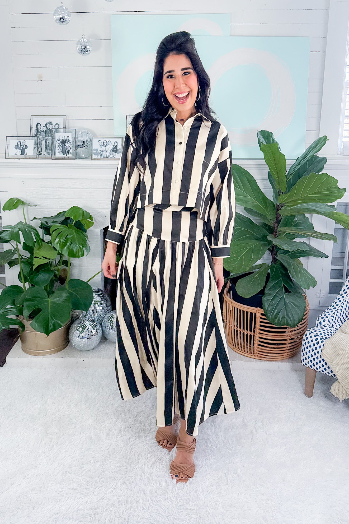 Edith Black + Ivory Cabana Stripe Skirt S'EDGE