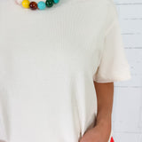 Edwards Ecru Cropped Tee