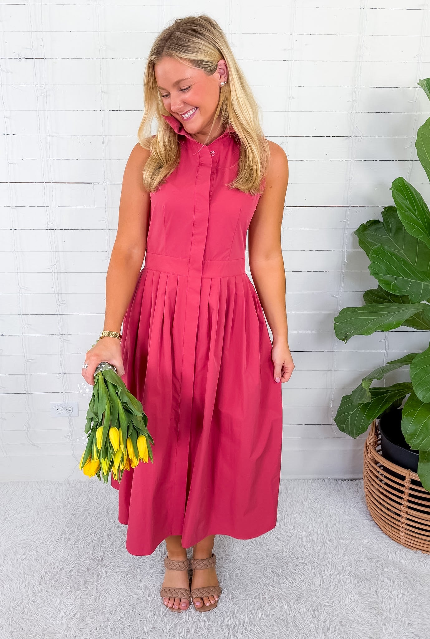 Elaine Raspberry Shirt Dress Naked Zebra