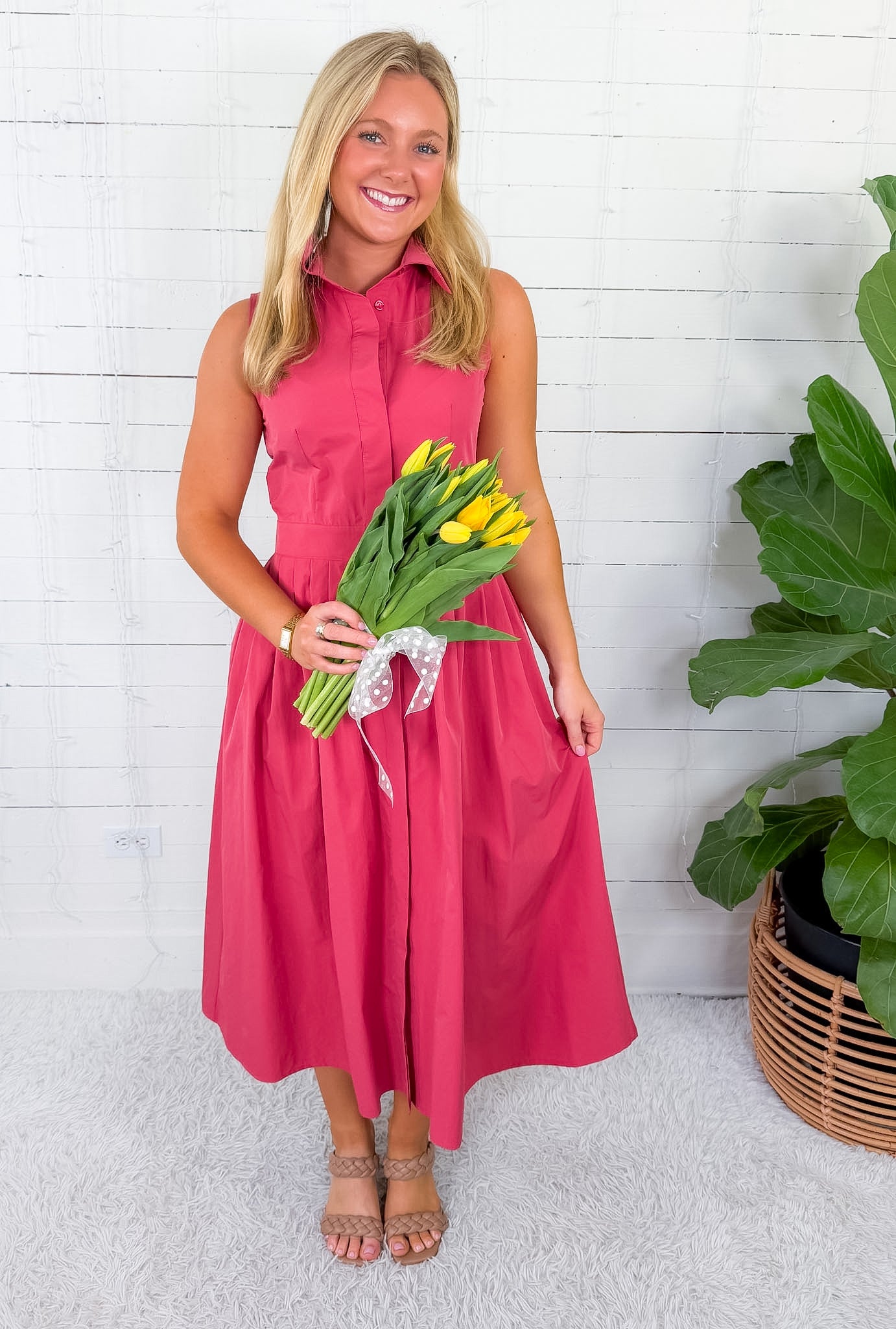 Elaine Raspberry Shirt Dress Naked Zebra