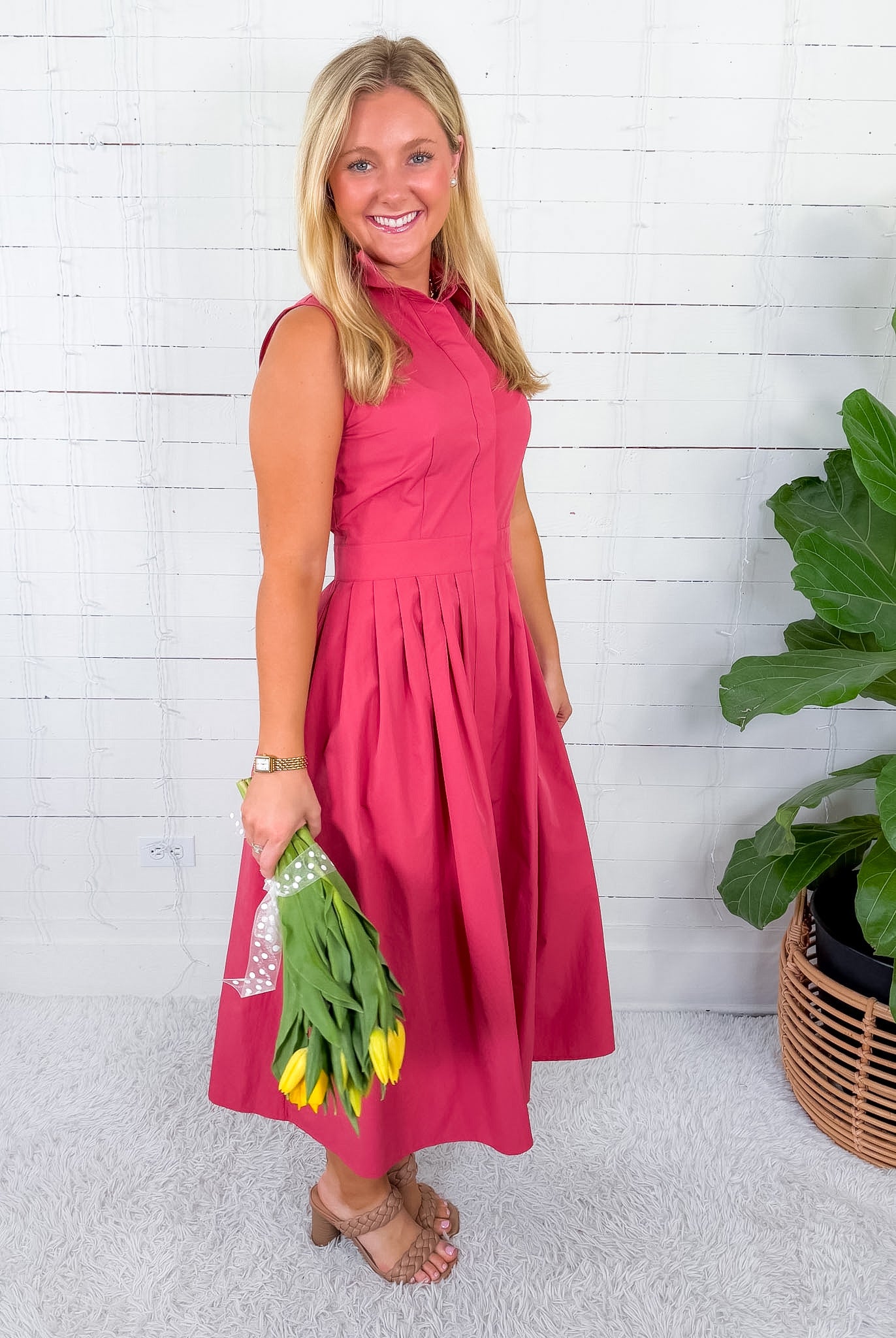 Elaine Raspberry Shirt Dress Naked Zebra