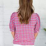 Elaine Red + Blue Gingham Top Mary Square