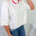 Elaine White Soft Knit Sweater PINCH