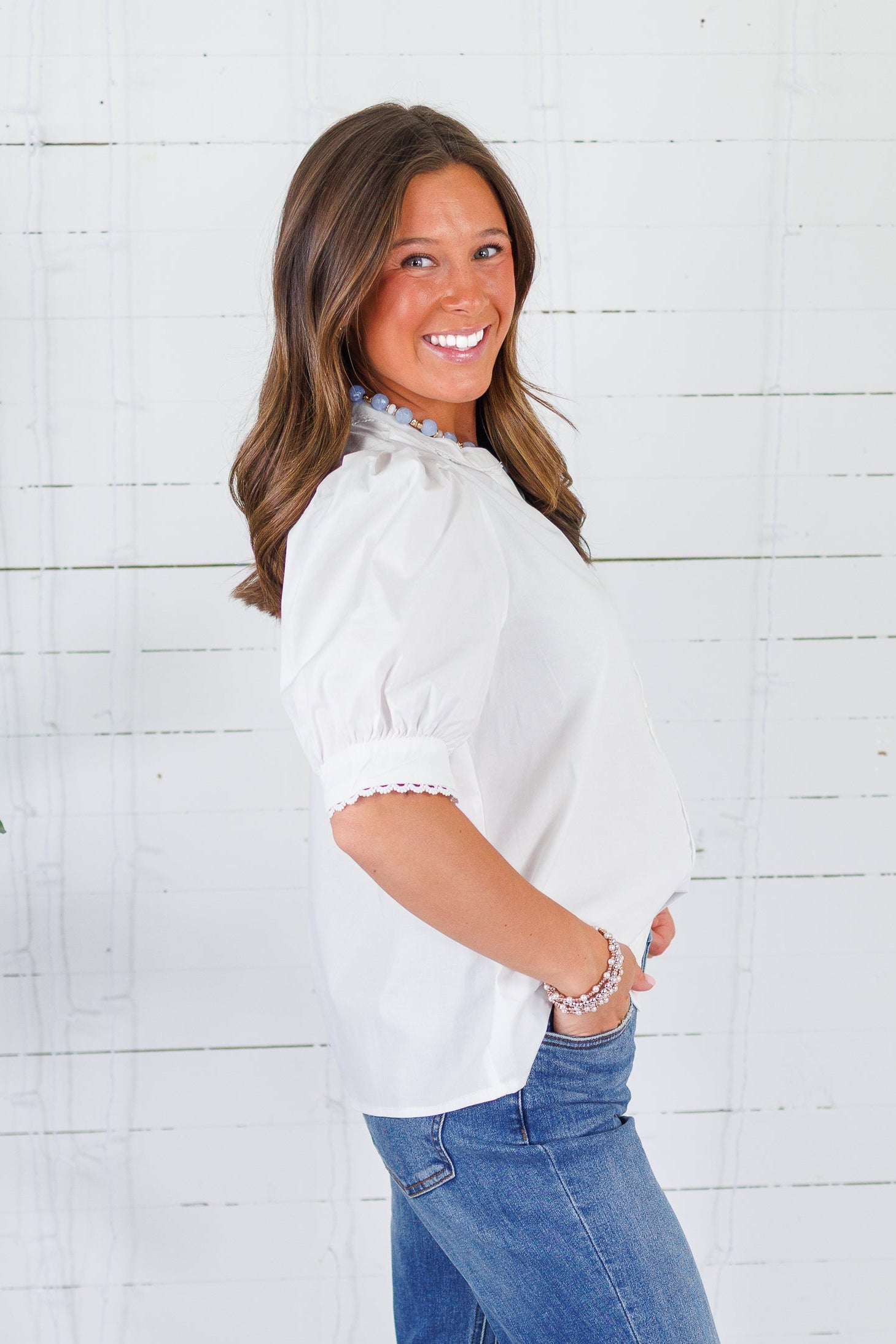 Elaine White Top Mary Square