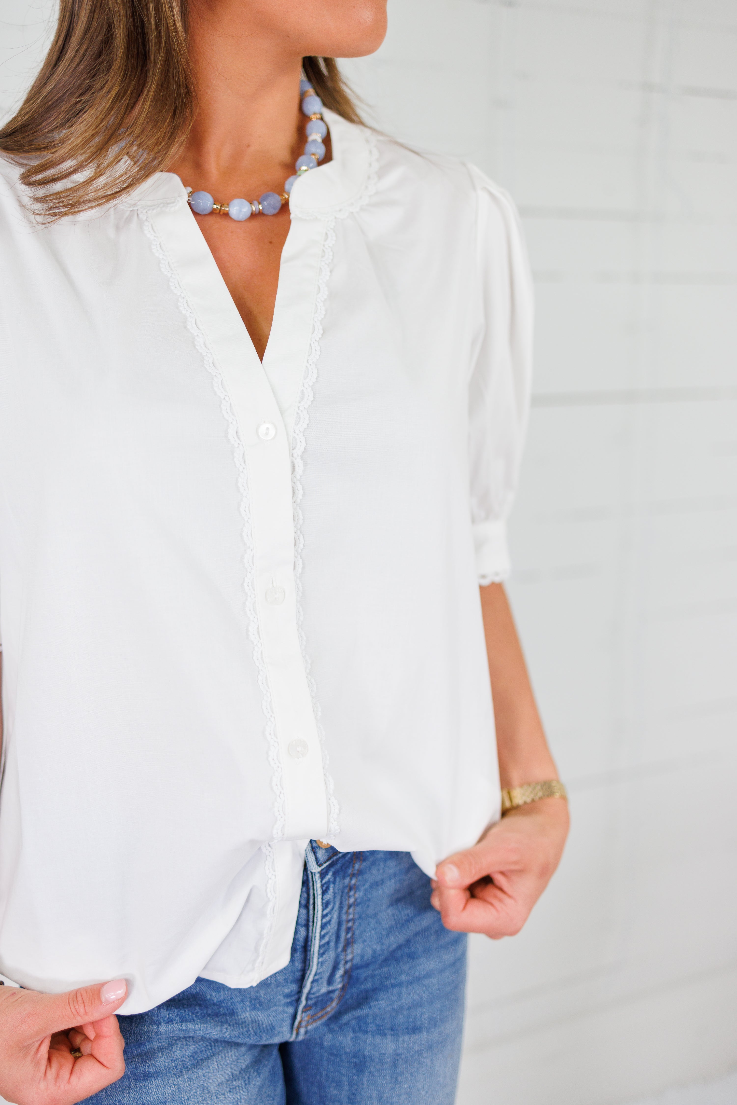 Elaine White Top Mary Square