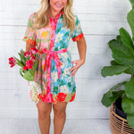 Elena Colorblock Floral Mini Dress Briton Court