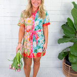 Elena Colorblock Floral Mini Dress Briton Court